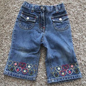 Gymboree Girls Size 6-12 months Heart Button Stitch Detail Jeans - Used